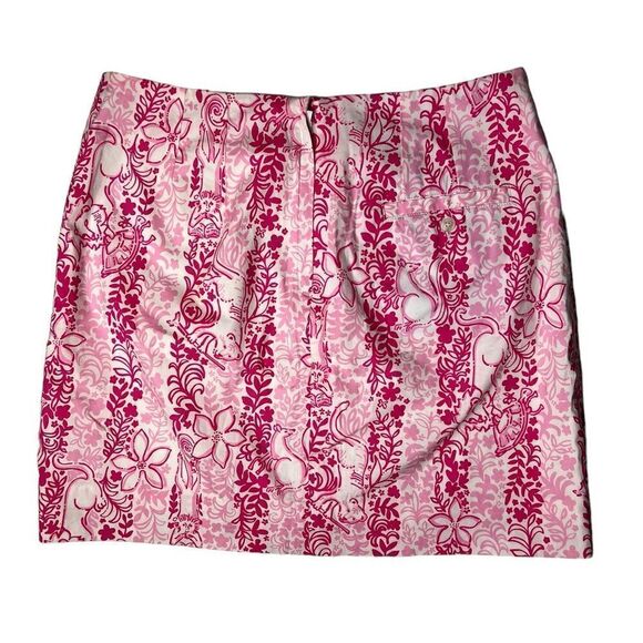Lilly Pulitzer Vintage Boardwalk Cafe Print Pink Mini Skirt size 4 - Picture 5 of 5